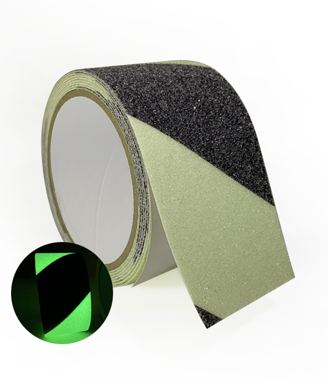 Black & Glow Stripe PET Floor Safety Customized Stair Grip Anti-Slip Reflective Anti Slip Tape