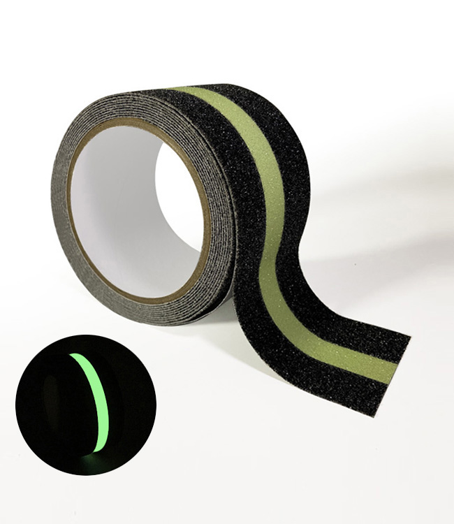 Black & Glow Stripe PET Floor Safety Customized Stair Grip Anti-Slip Reflective Anti Slip Tape